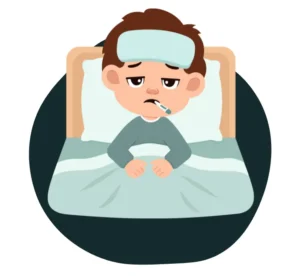 Ziek jongetje in bed