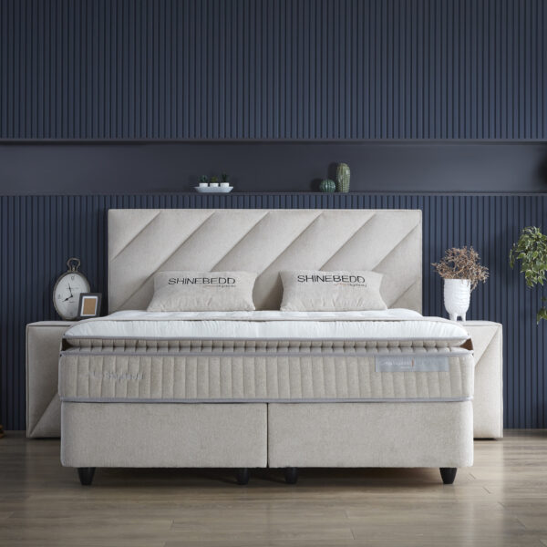 Opbergboxspring Shinebedd Beige 180x200