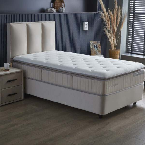 Opbergboxspring Birdybedd Beige 90x200 - Eenpersoons