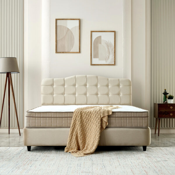 Opbergboxspring Marrakech Velvet Beige 180x200