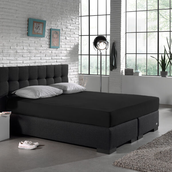 Enkel Jersey 135 gr. Hoeslaken Zwart 140 x 200